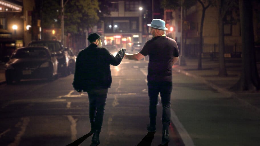 Bumping Mics with Jeff Ross & Dave Attell backdrop