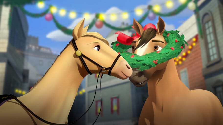 Spirit Riding Free: Spirit of Christmas backdrop