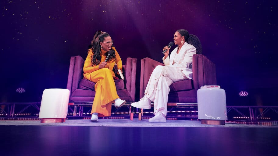 The Light We Carry: Michelle Obama and Oprah Winfrey backdrop