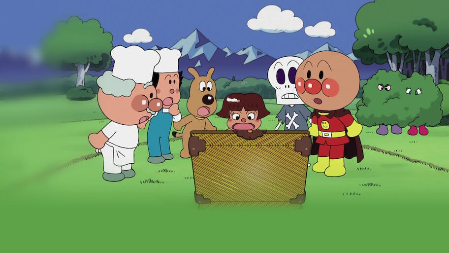 Anpanman: Handgames with Songs, Anpanman and a Treasure in the Forest backdrop