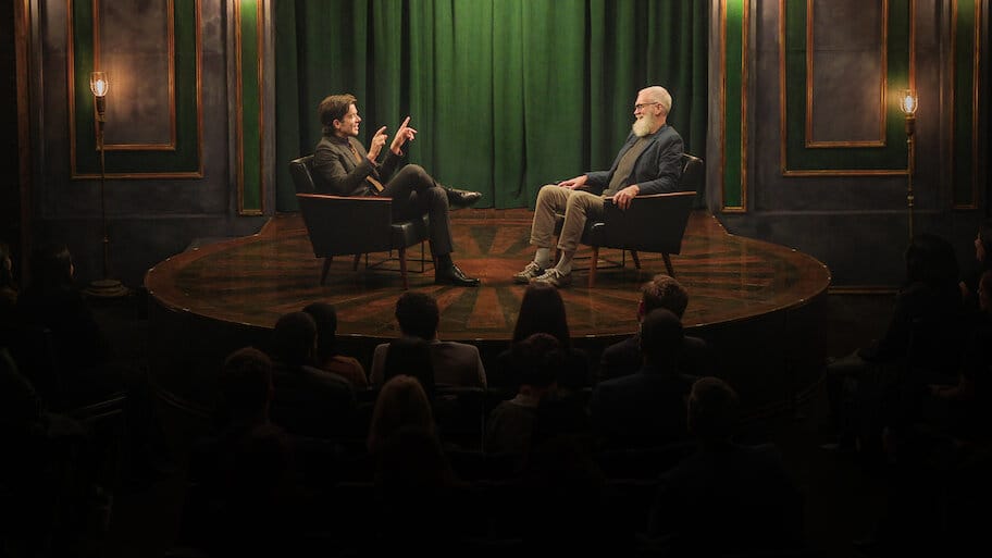 My Next Guest with David Letterman and John Mulaney backdrop