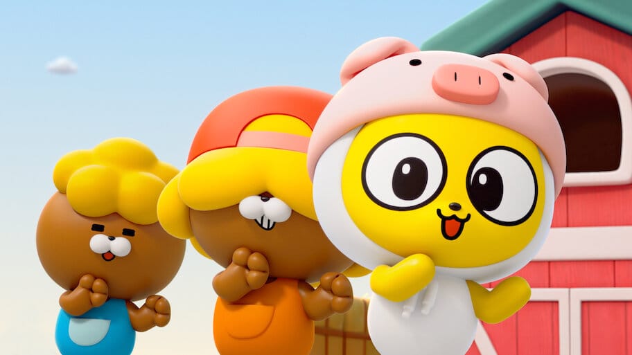 Yellow Muzi & Friends Nursery Rhymes backdrop