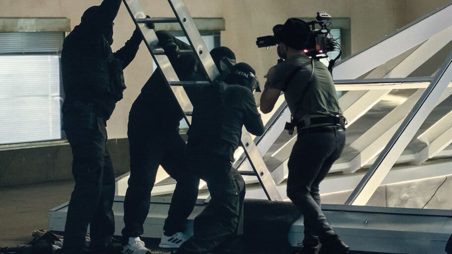 Making The Helicopter Heist backdrop