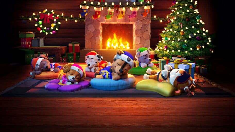 Paw Patrol Holiday Fireplace backdrop