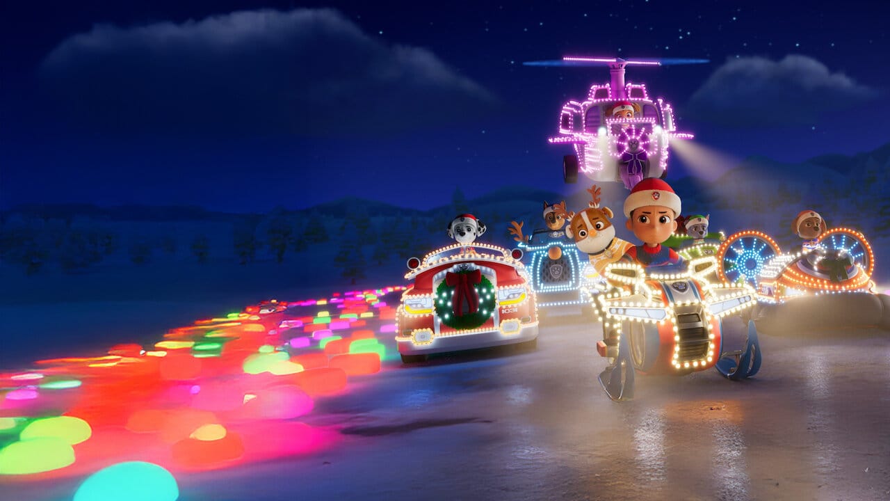 A Paw Patrol Christmas backdrop